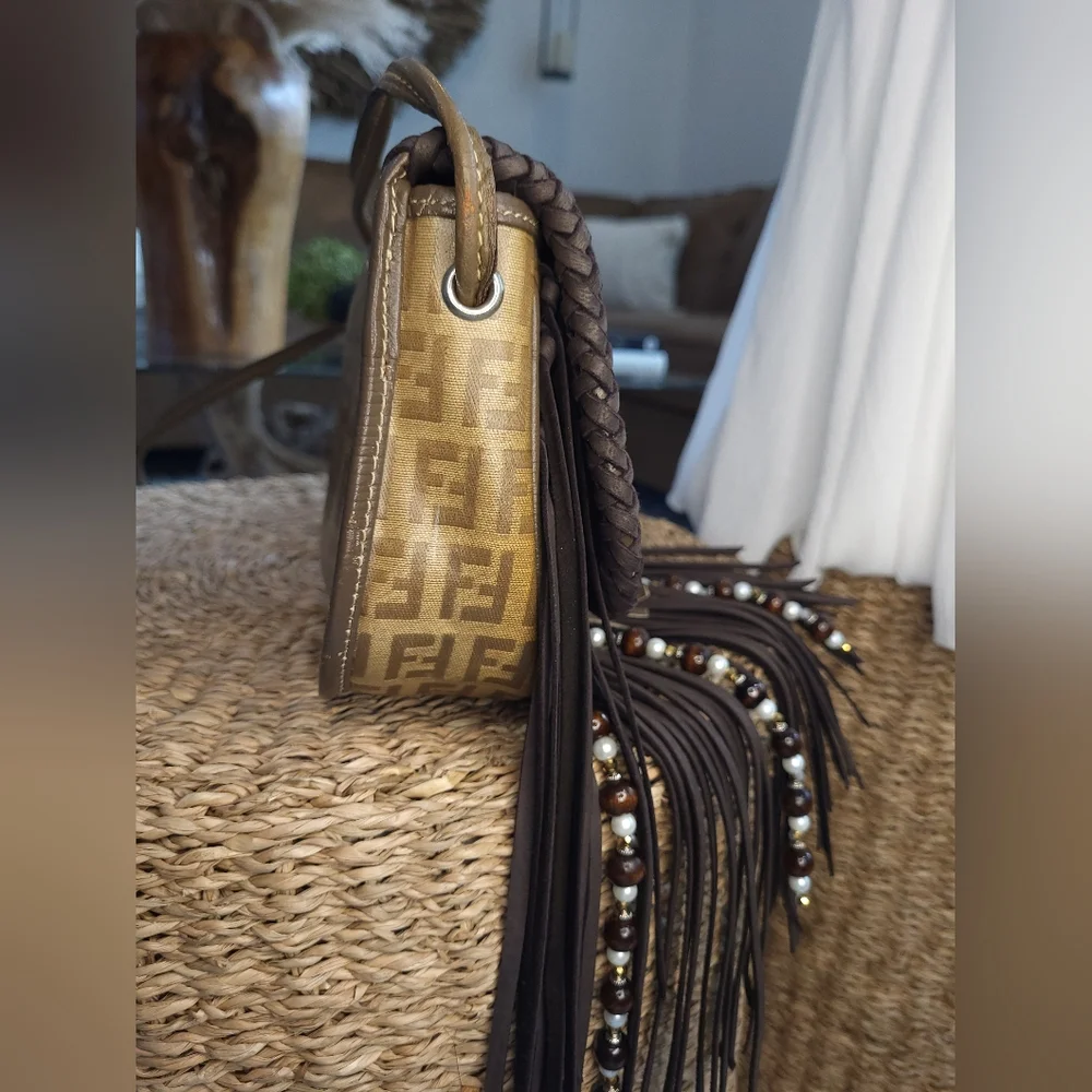 🔥SOLD🔥Authentic Fendi Boho Fringe Handbag louis vuitton boho bag - Picture 9 of 16